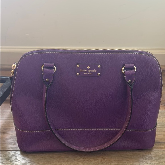 Kate Spade Purple Structured Satchel Leather Bag with Handles, Medium Sized - Picture 6 of 10